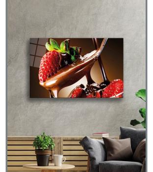 Erdbeere & Schokolade Art Design rechteckiges spezial Glasbild!